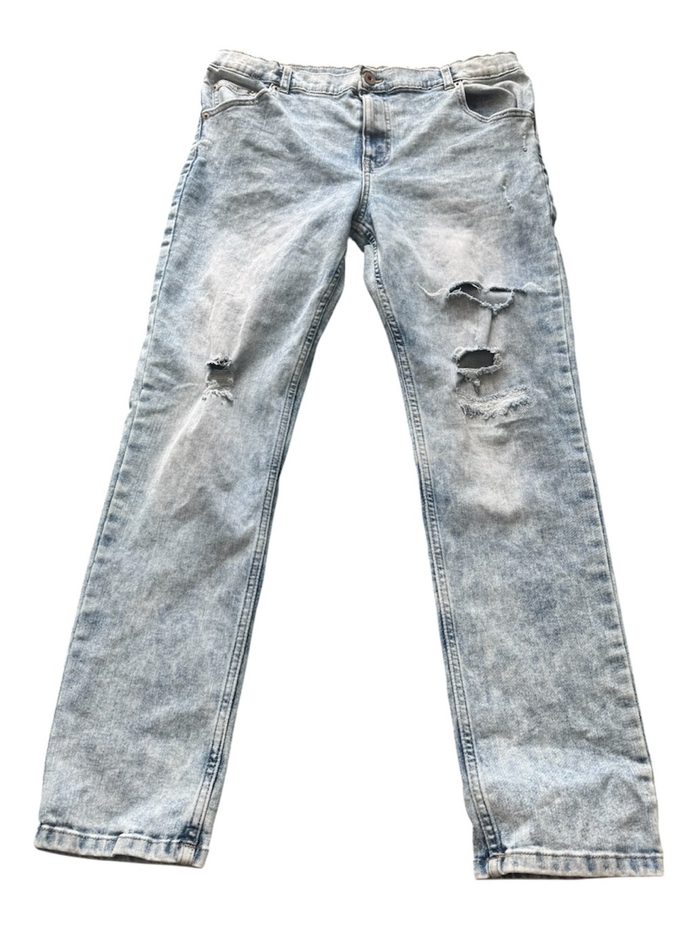 Light Wash Distressed Straight-Leg Jeans Boys Size 16 Husky